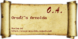 Orsós Arnolda névjegykártya